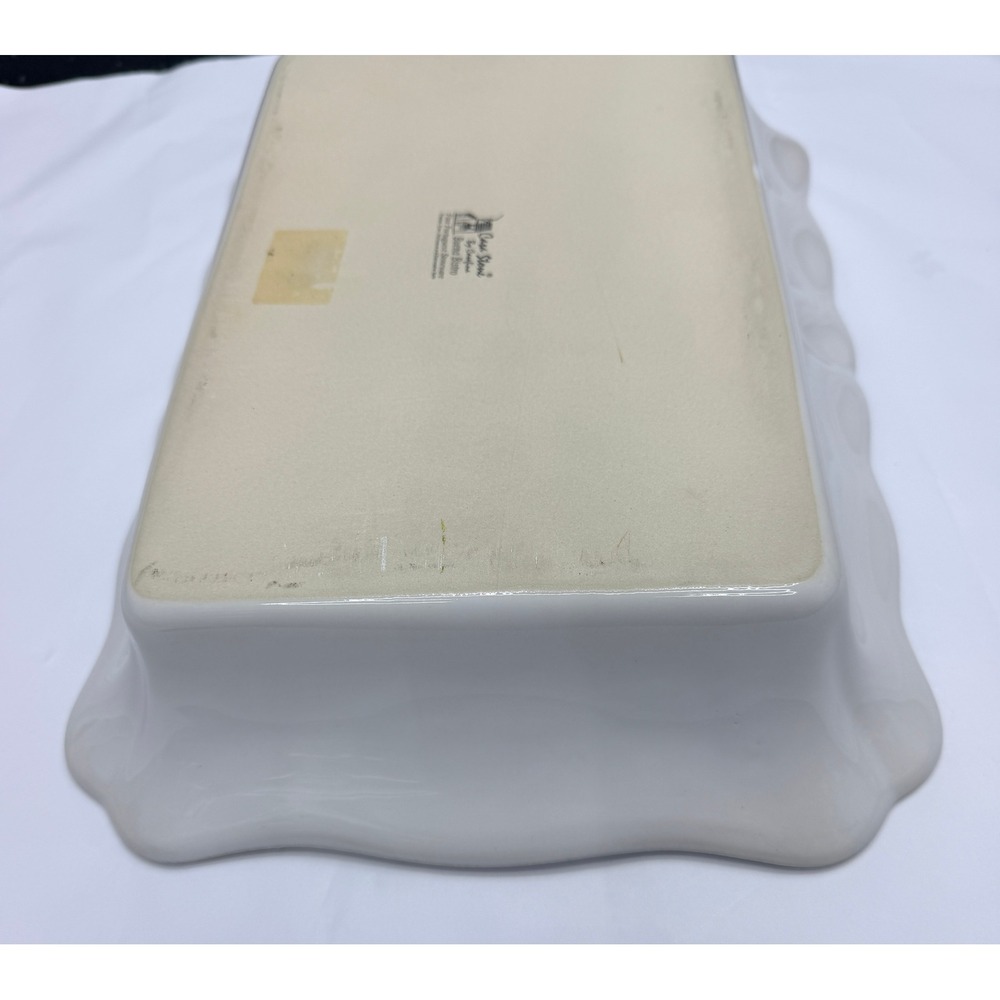 Casa Stone by Casafina White Stoneware Scalloped Rectangular Baker Set of 2 - Picture 7 of 12